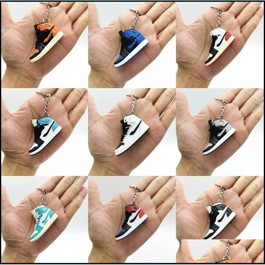 Brand sneaker keychain 3D sports shoes key chains ornament party gift creative fashion doll single footwear single model shoe