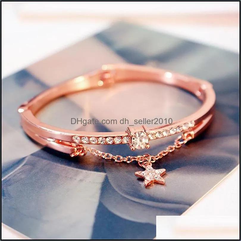 sterling silver five-pointed star tide chain rose gold bracelet female student korean version simple jewelry gift women link, 3685 q2