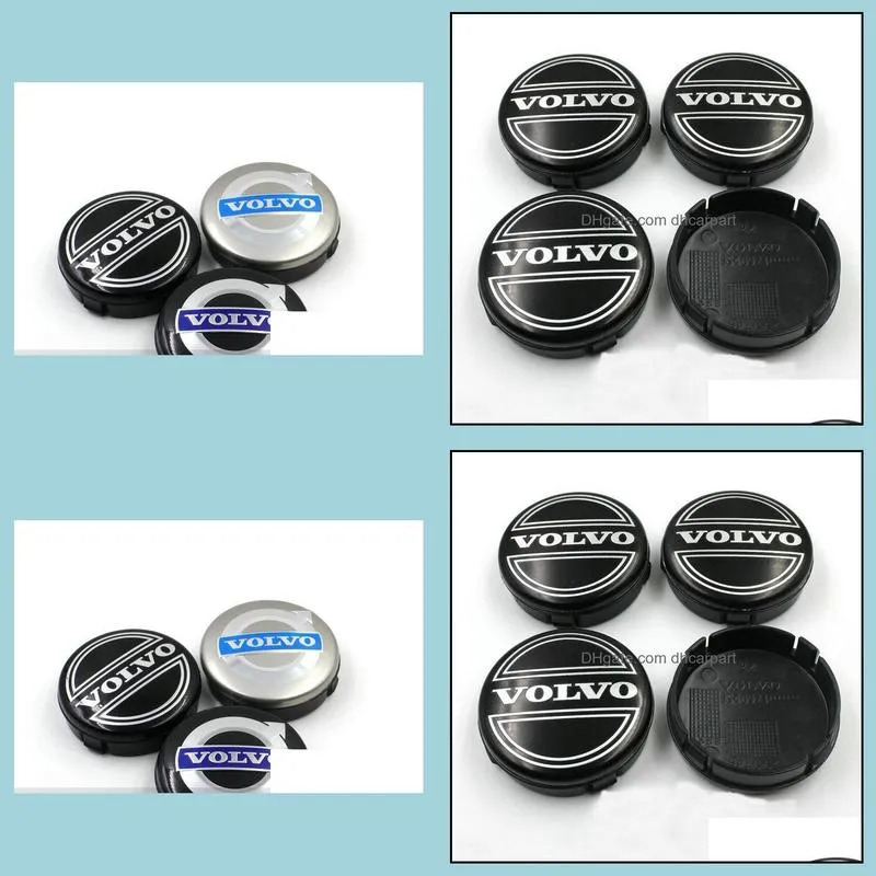 3colors 4pcs 64mm volvo wheel center caps hub cover car emblem badge black/gray/blue c30 c70 s40 v50 s60 v60 v70 s80 xc90