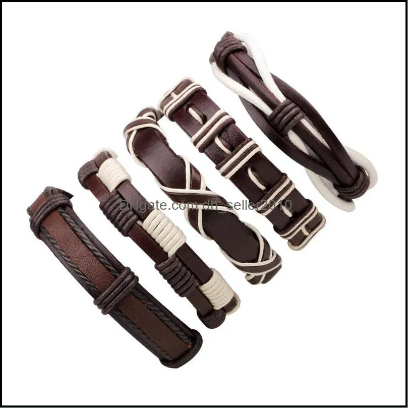 leather bracelet multilayer braid wrap bracelets punk casual bracelet 3041 q2