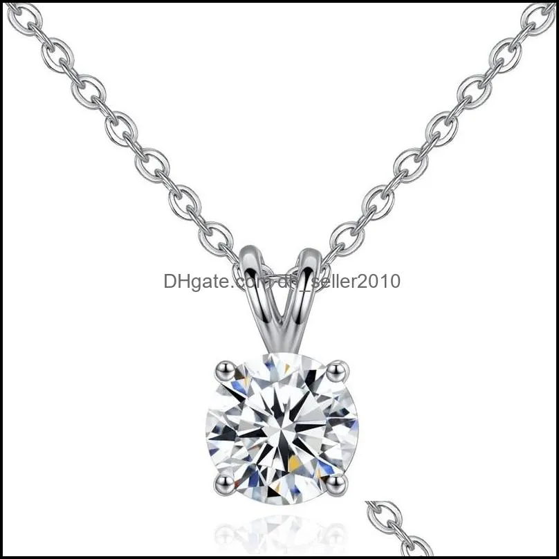 round 1ct cz solitaire pendant necklace 925 sterling silver choker statement necklace women silver 925 jewelry no chain 511 b3