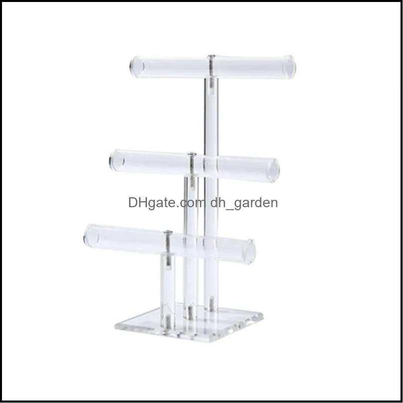 Jewelry Pouches 3-Tier Clear Acrylic Stud Earring Display Rack Stand Organizer Holder Hook Hanger Counter Showcase