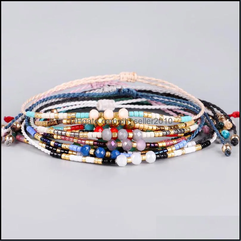 beaded strands bracelets bohemian braided string bracelet for women men beads adjustable charm rope bangle pulseira summer beach jewelry