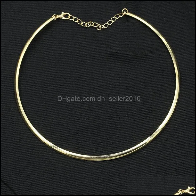 chokers necklaces & pendants drop delivery 2021 simple round circle torques for women ladies metal gold sier wire necklace 569 z2