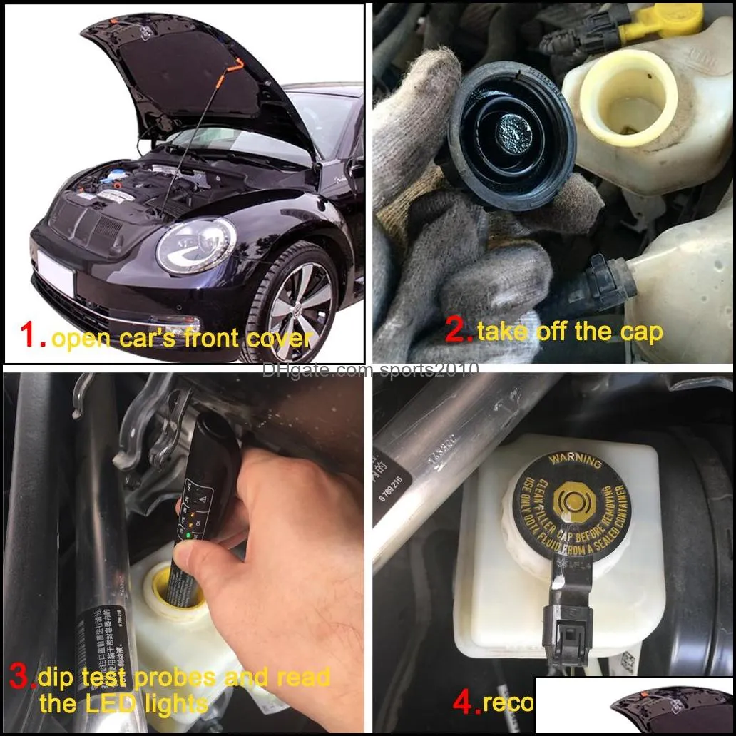 1x led brake fluid tester diagnostic testing tool auto brakes calibrated for dot3 dot4 dot5 automotive shop tools