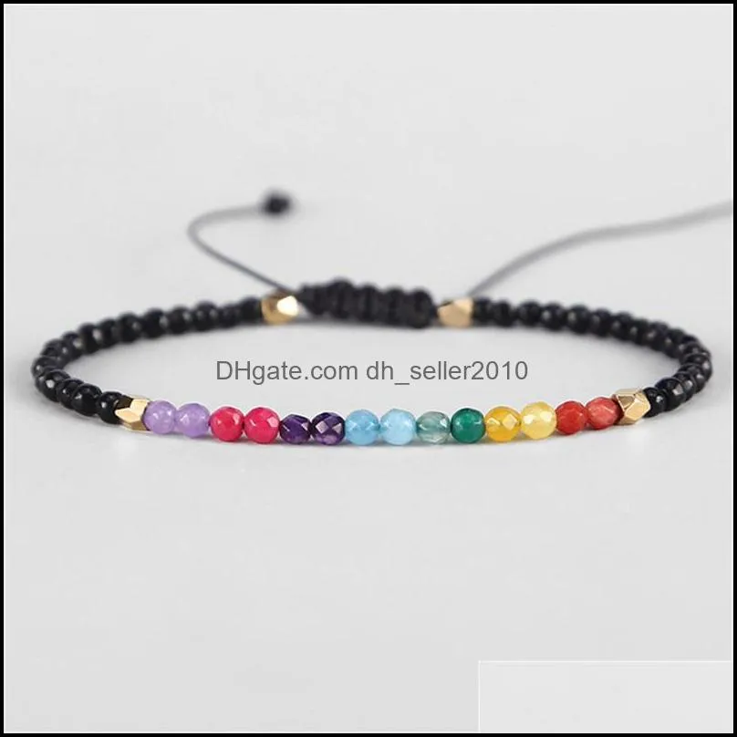 natural agate chalcedony stone alloy 3mm beads strands bracelet 12 constellation stones adjustable weave seven chakra bracelets 1011