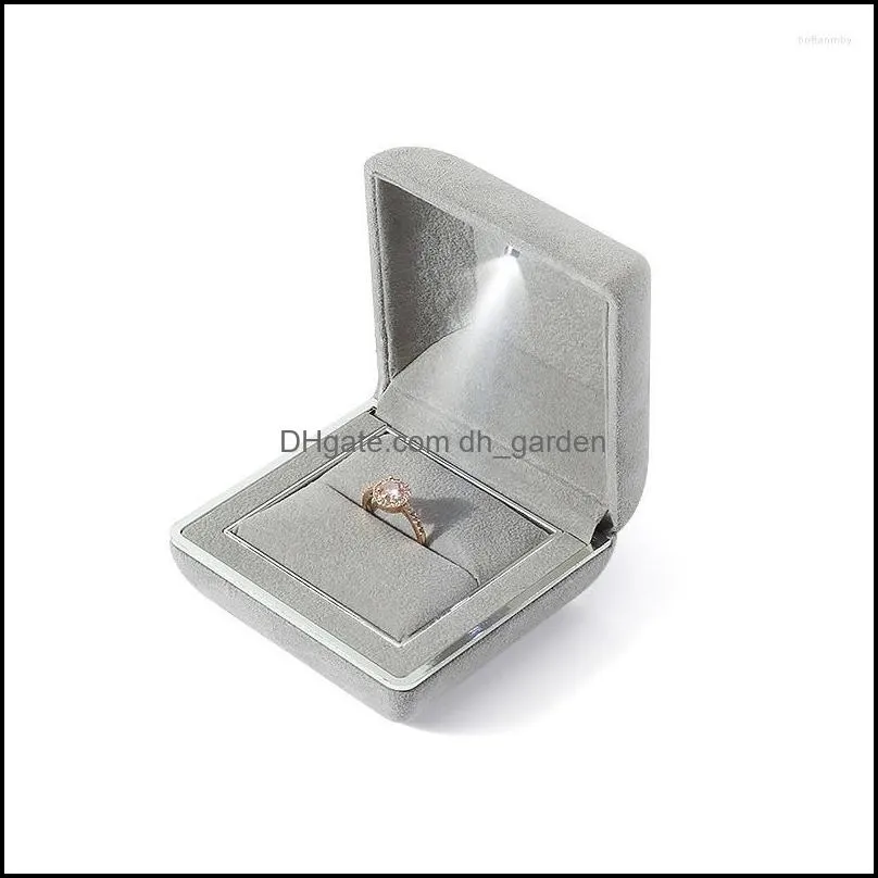 jewelry pouches high quality led light ring pendant box luxury suede packing necklace wedding gift display storage case