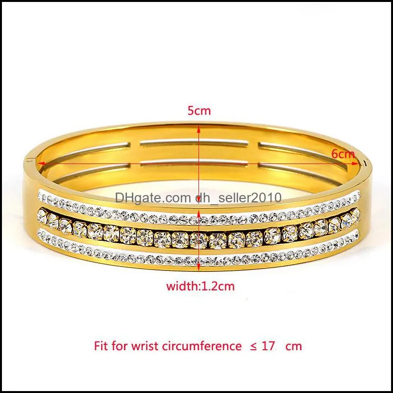 fashion bangle ornament wholesale titanium steel diamond bracelet womens wide face stainless bracelets clasp silver rose gold