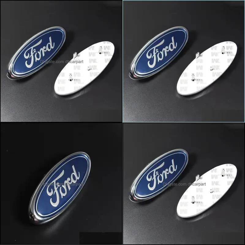 For Ford Emblem Car Badges 145x60mm Dark Blue Rear Logo Focus Badge Front/Rear Emblem Mondeo Transit