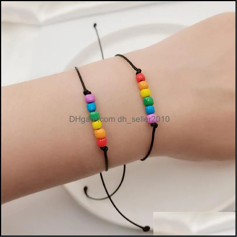 card bracelet charm fashion friendship measly personality rainbow color beading weave pride woman man jewelry bracelets