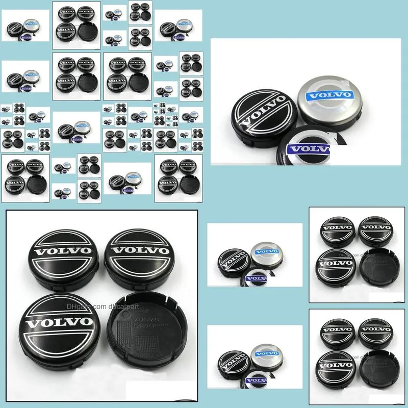 3colors 4pcs 64mm volvo wheel center caps hub cover car emblem badge black/gray/blue c30 c70 s40 v50 s60 v60 v70 s80 xc90