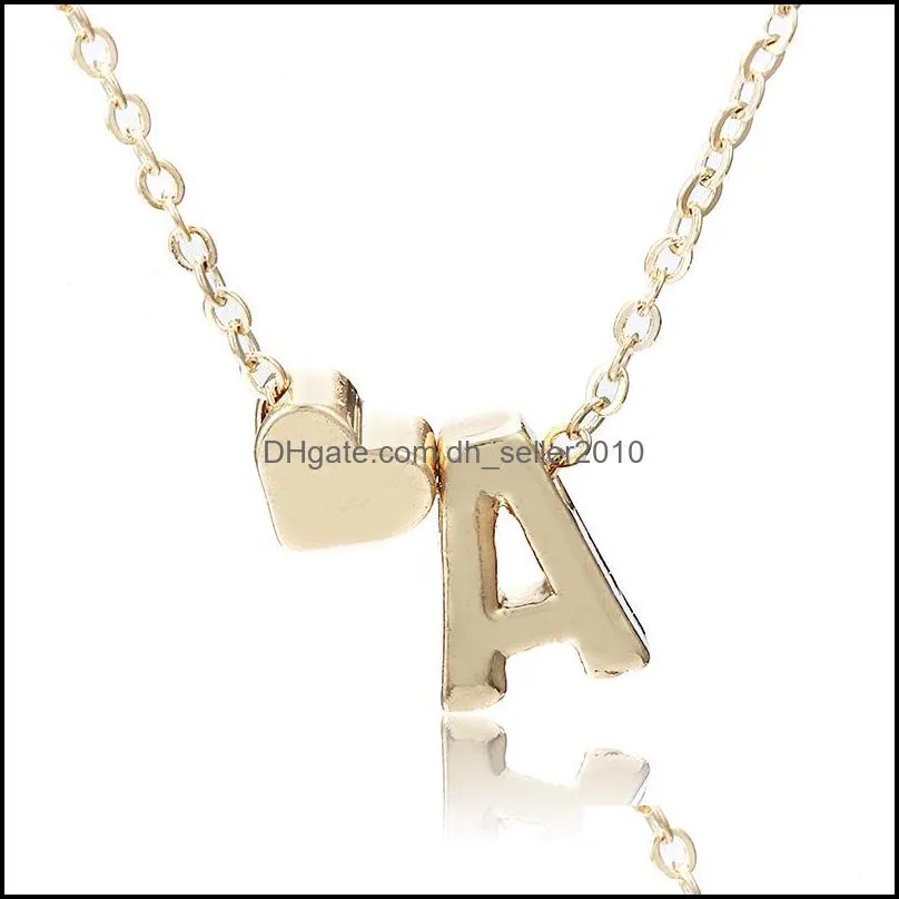 26 intial letter alphabet heart pendant necklace for women gold color a-z alphabet necklace chain fashion jewelry gift 879 r2