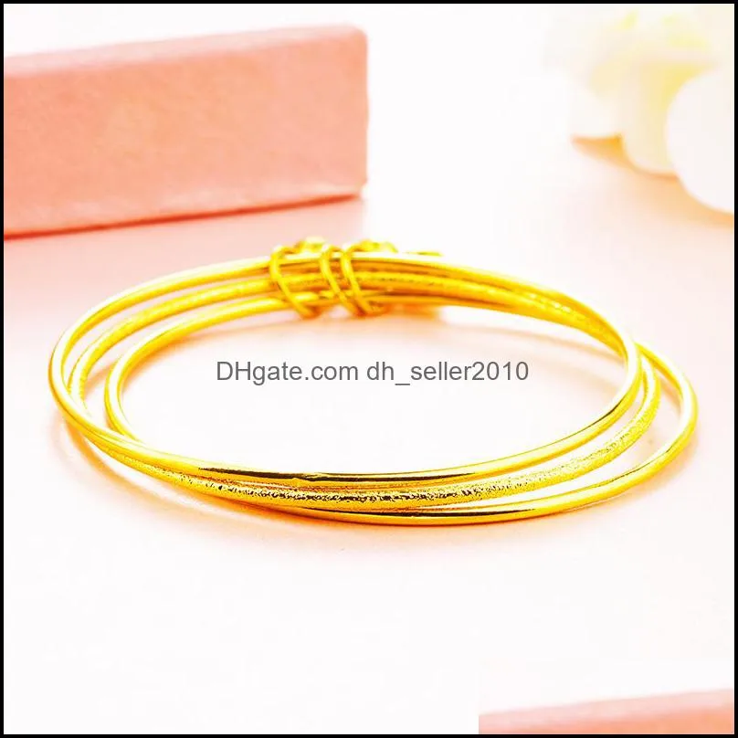 girls thin 3pcs bangles set bracelet 18k gold bracelet bangles women wedding bracelet couple jewelry factory wholesale 243 w2