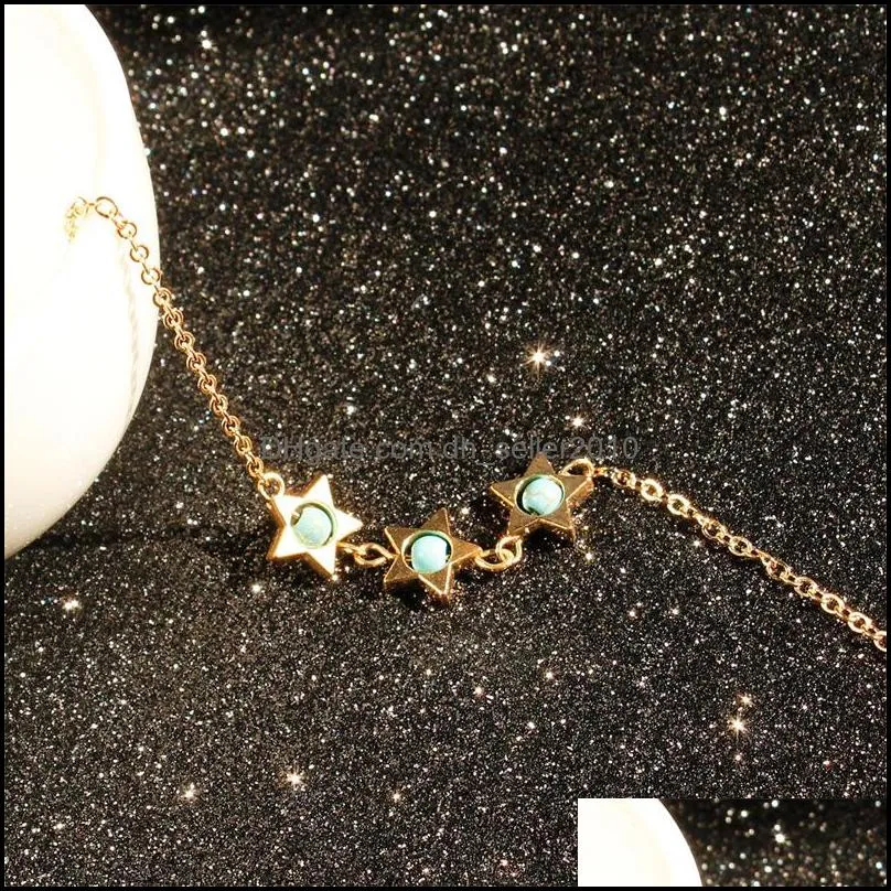 exquisite natural stone bead star pendant bracelet gold silver color fashion women`s accessories jewelry girl gift