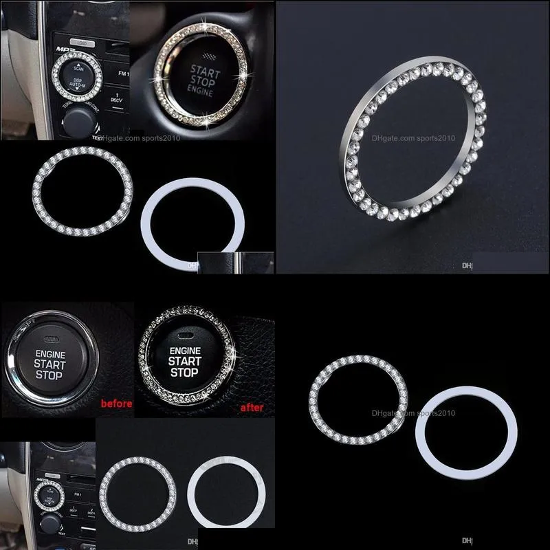 10pc new arrivals!!! car suv bling decorative accessories button start switch silver diamond ring new