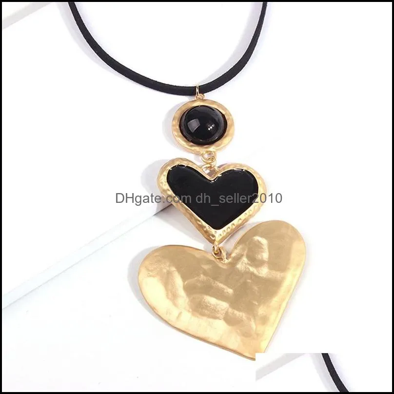 fashion bohemian retro big love heart collar choker necklaces for women vintage statement pendant necklace wedding party jewelry gift 846