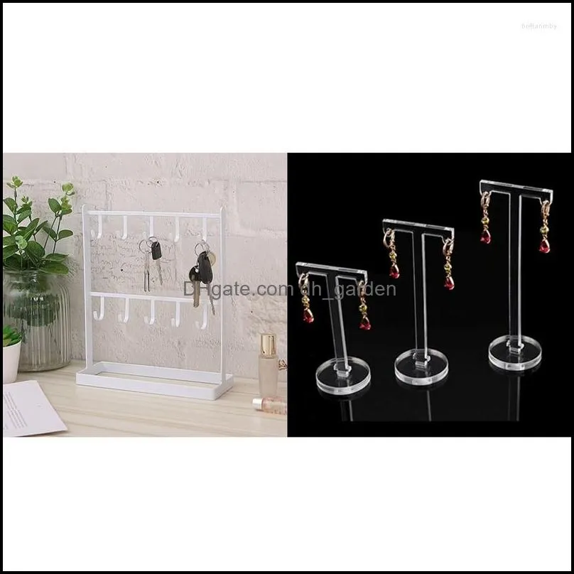 jewelry pouches 4pcs acrylic t shape earring display holder with tabletop iron hanger