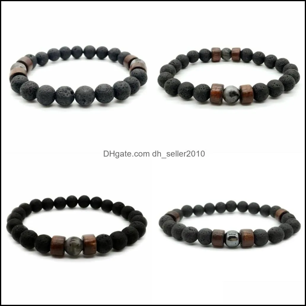 mens lava rock essential oil diffuser strands bracelets for women natural stone magnetic wooden beads charm bracelets diy jewelry in bulk 88