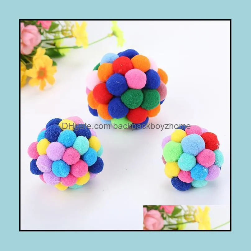Pet Cat Toy Colorful Lovely Handmade Bells Bouncy Ball Cat Interactive Toy Great for Fun and Entertainment