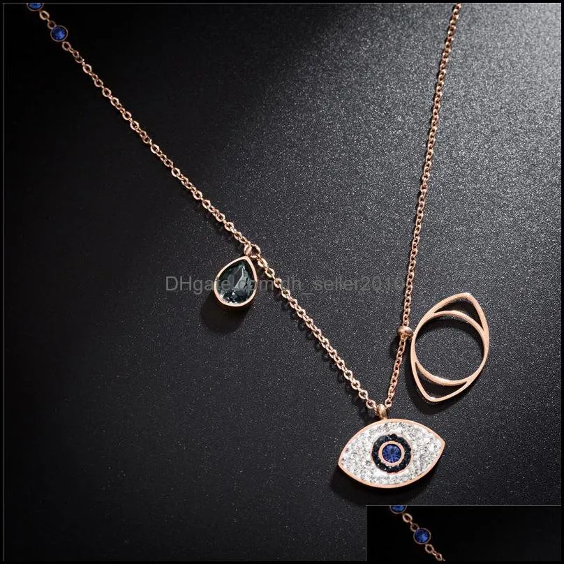 blue evil eye necklace titanium steel rose gold pendant necklaces fashion girl jewelry gift simplicity party 9an q2