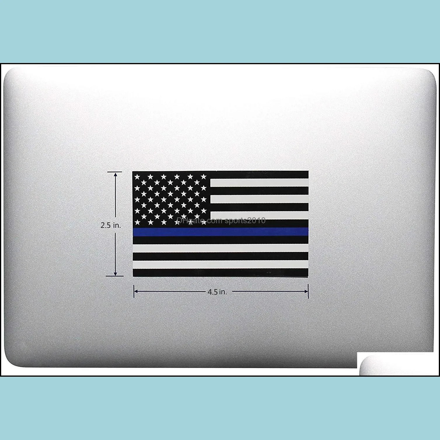 Thin Blue Line Flag Decal - 2.5*4.5 in. Black White and Blue American Flag Sticker for Cars and Trucks