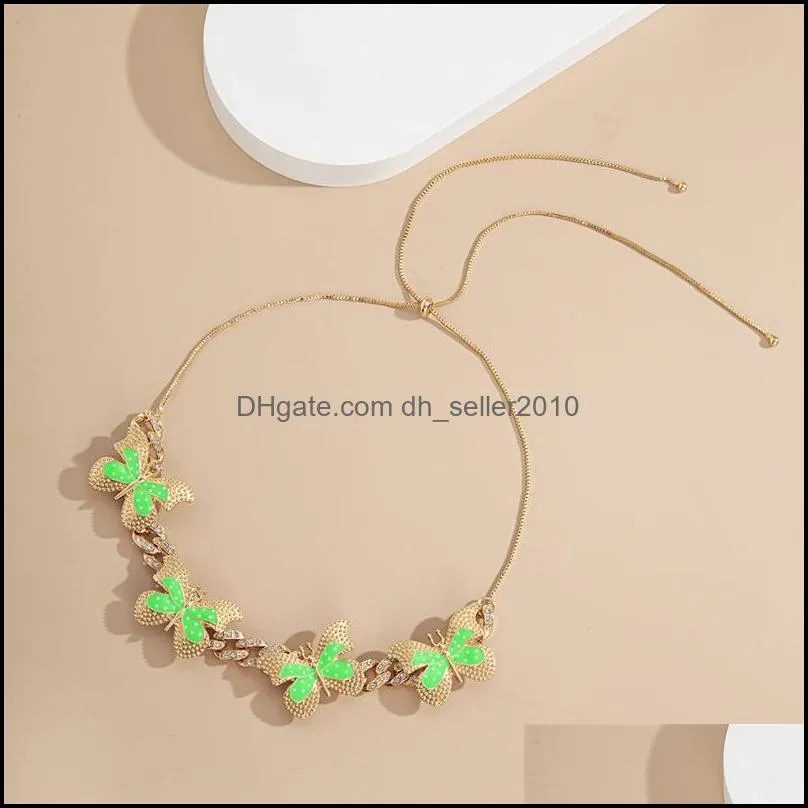 10 colors pretty 3d butterfly trendy choker ins designer luxury diamond zirconia rhinestone fashion statement chokers necklace for woman 1232