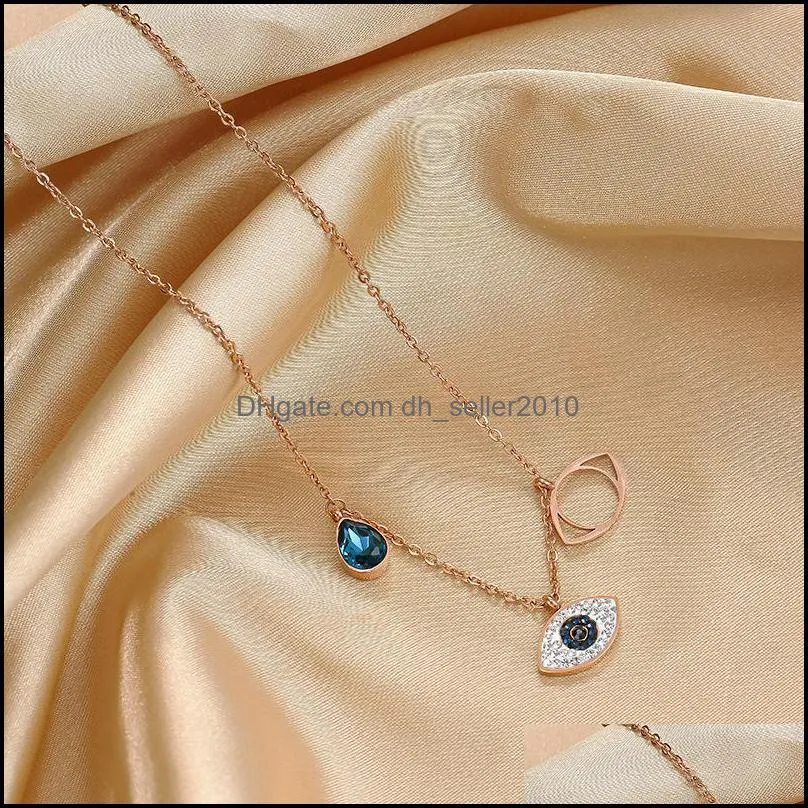 fashion pendant necklace crystal evil eye female plated gold chain jewelry women blue eyes necklaces accessories christmas 9 9yd k2b