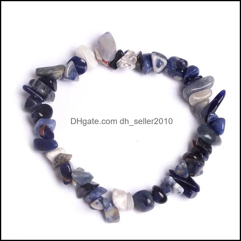 natural healing crystal strands braceletes sodalite chip gemstone 18cm stretch bracelet natural stone luxury designer jewelry women bracelets309