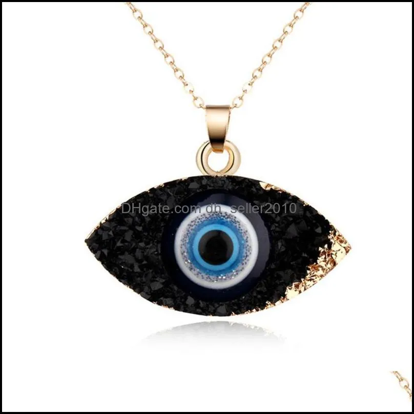 simple evil eye pendant necklace women resin handmade clavicel chains necklaces for female christmas imitation natural stone necklace 23