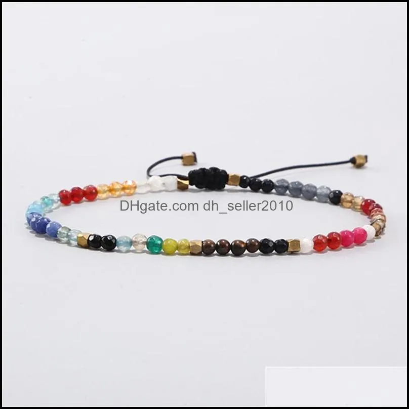 natural agate chalcedony stone alloy 3mm beads strands bracelet 12 constellation stones adjustable weave seven chakra bracelets 1011