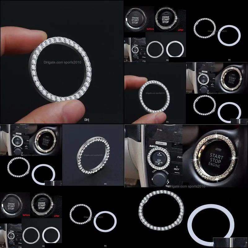 10pc new arrivals!!! car suv bling decorative accessories button start switch silver diamond ring new