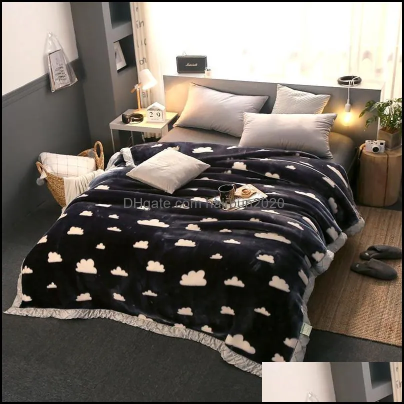 Blankets 1.5m*2m Double Thick Warm Blanket Flannel Super Soft For Bed Heavy Fluffy Throw Blankets1