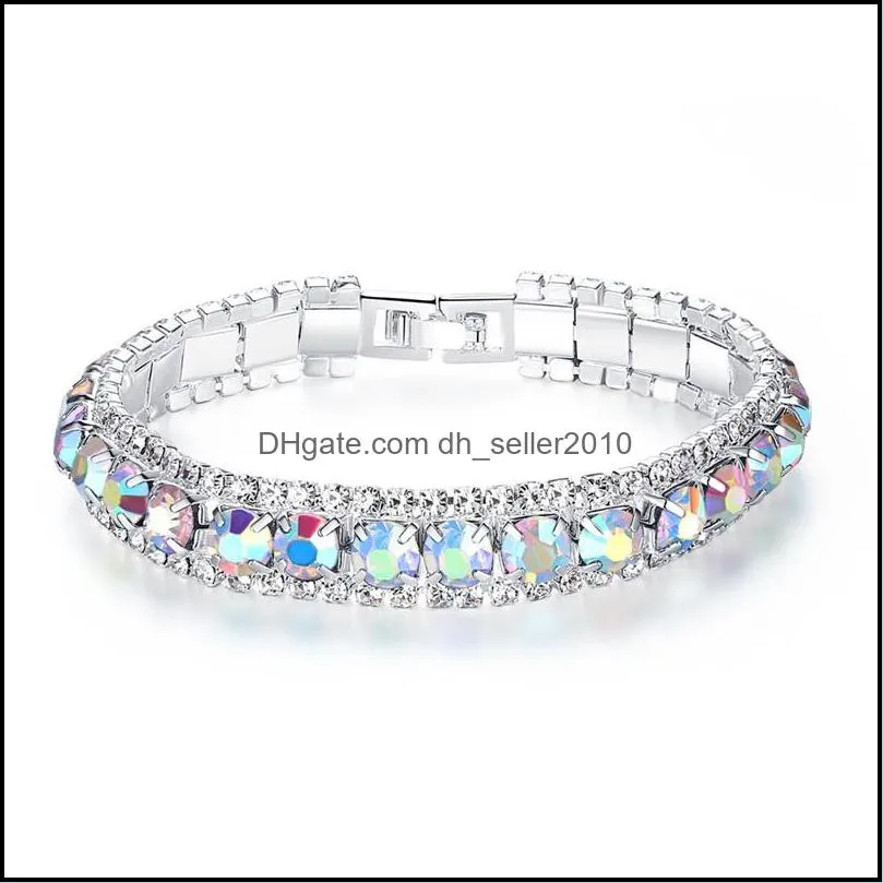 fashion sparkling round crystal bracelet for womens silver plated chain bracelet jewelry for party wedding mother day best gift 3591