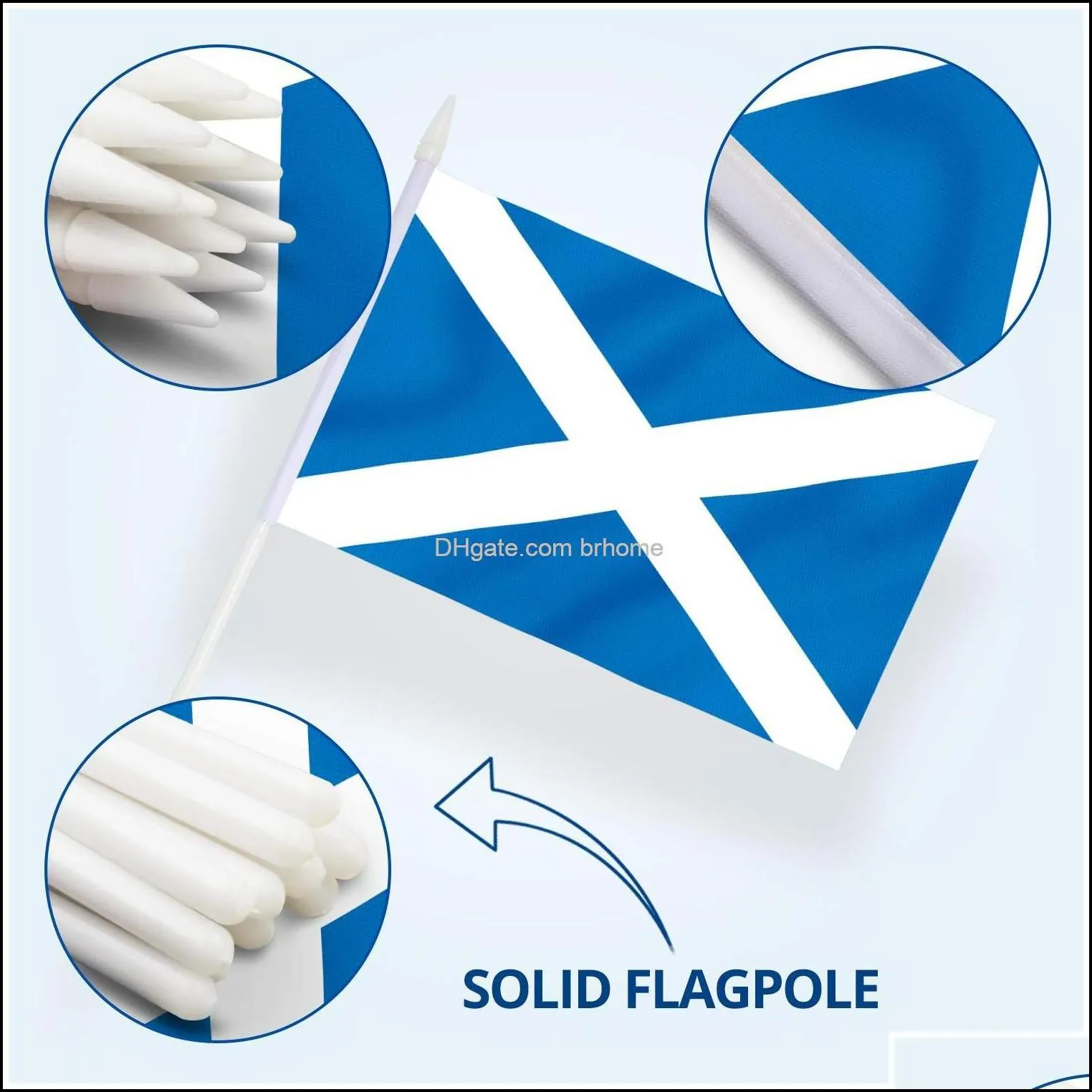 Banner Flags Scotland Mini Flag Hand Held Small Miniature Scottish On Stick Fade Resistant Vivid Colors 5X8 Inch With Solid Po Brhome