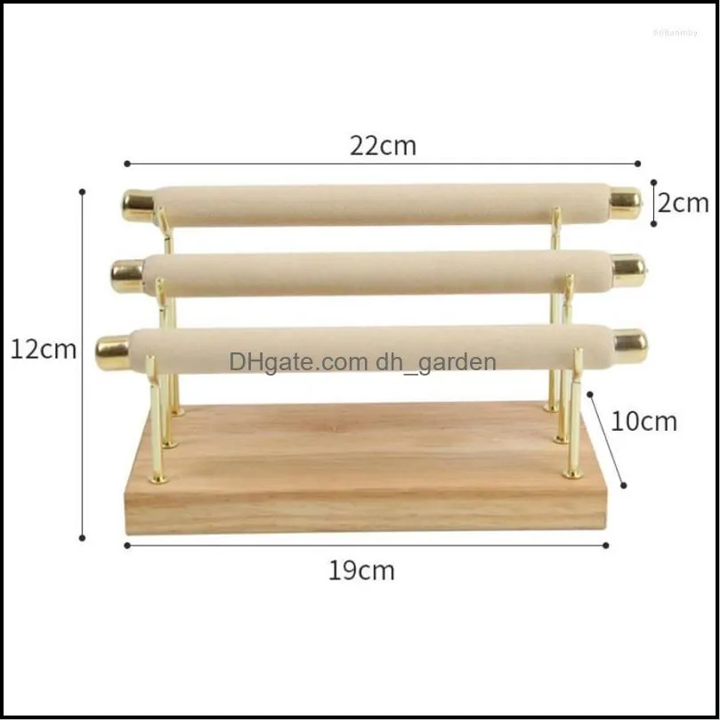 Jewelry Pouches Wooden Display Stand Ring Holder T-Bar Bracelets Anklets Packaging Tool