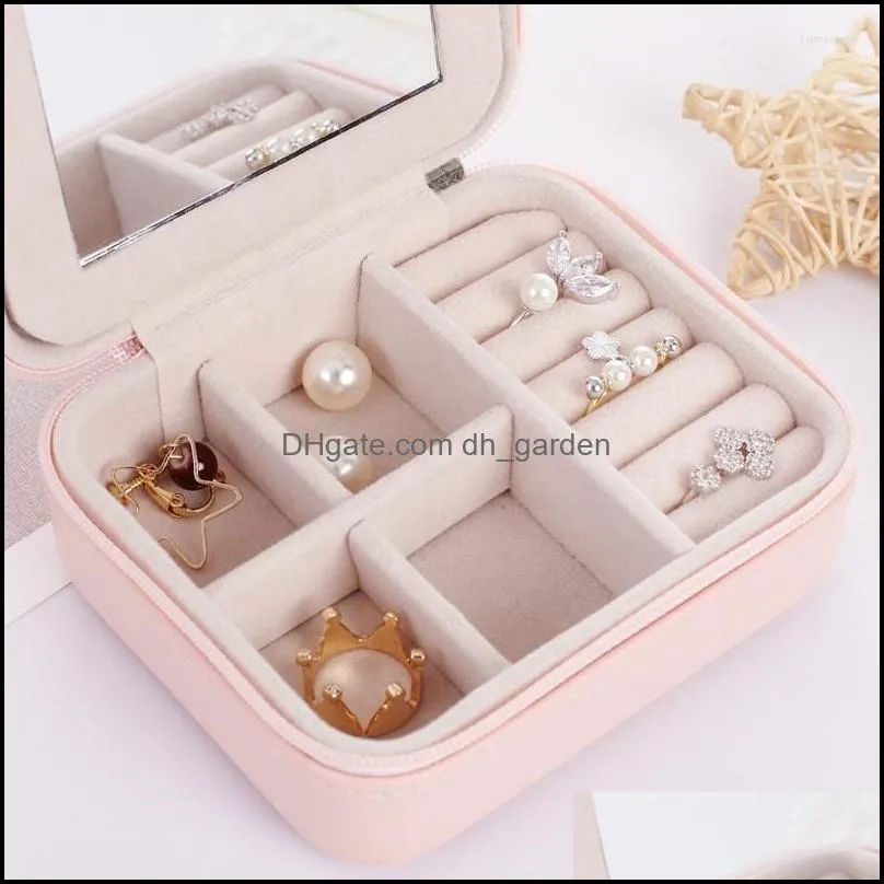 Jewelry Pouches Portable PU Leather Storage Box Ring Earrings Necklace Removable Compartment Organizer Case Travel Home