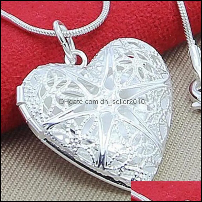 sterling silver photo frame pendant necklace 18/20/22/24 inch snake chain for woman charm wedding fashion jewelry