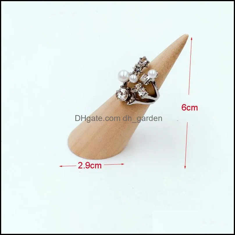 Jewelry Pouches Wooden Finger Ring Holder Stand For Rings Jewellery Exhibitor Case Holders Cone Juwellery Organizer