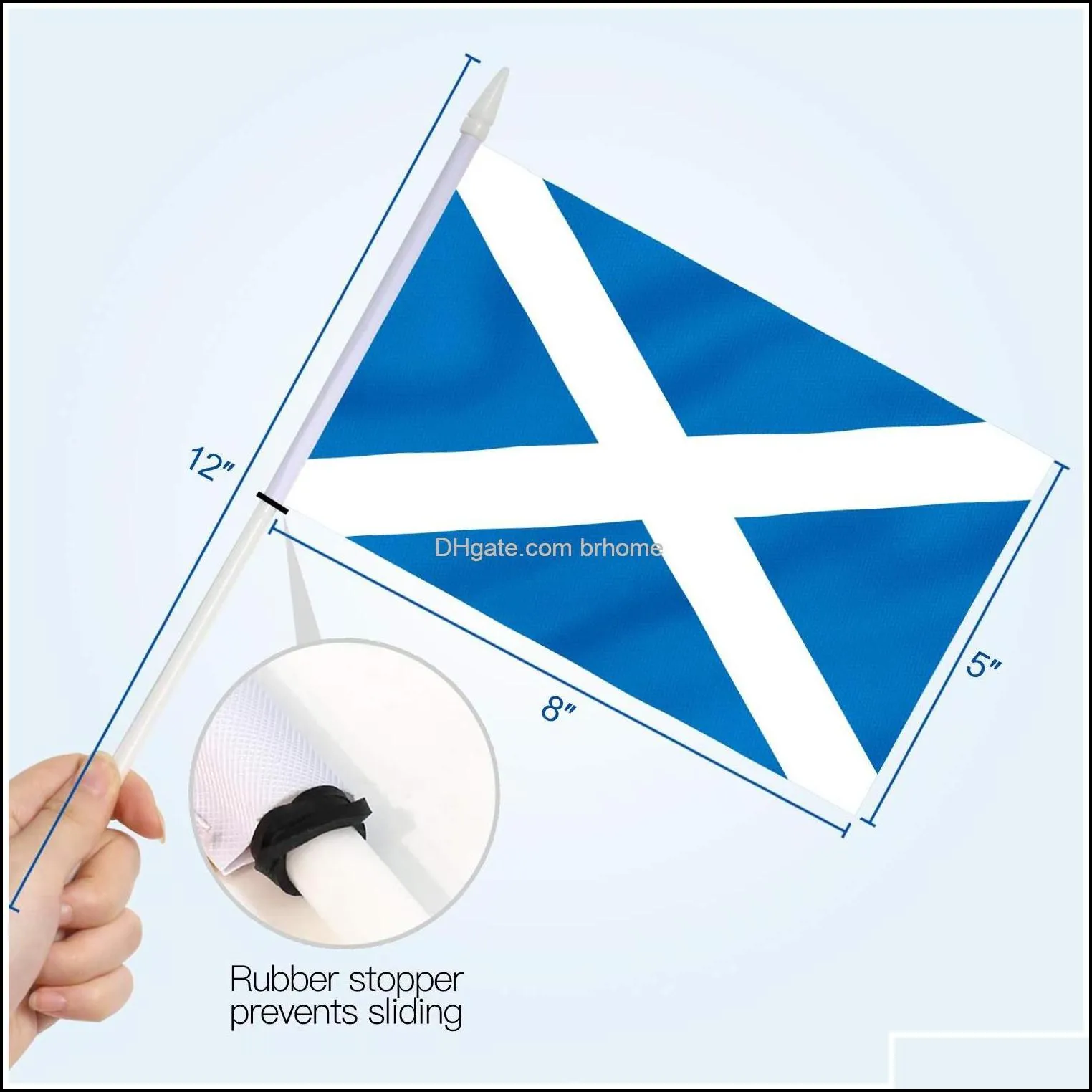 Banner Flags Scotland Mini Flag Hand Held Small Miniature Scottish On Stick Fade Resistant Vivid Colors 5X8 Inch With Solid Po Brhome