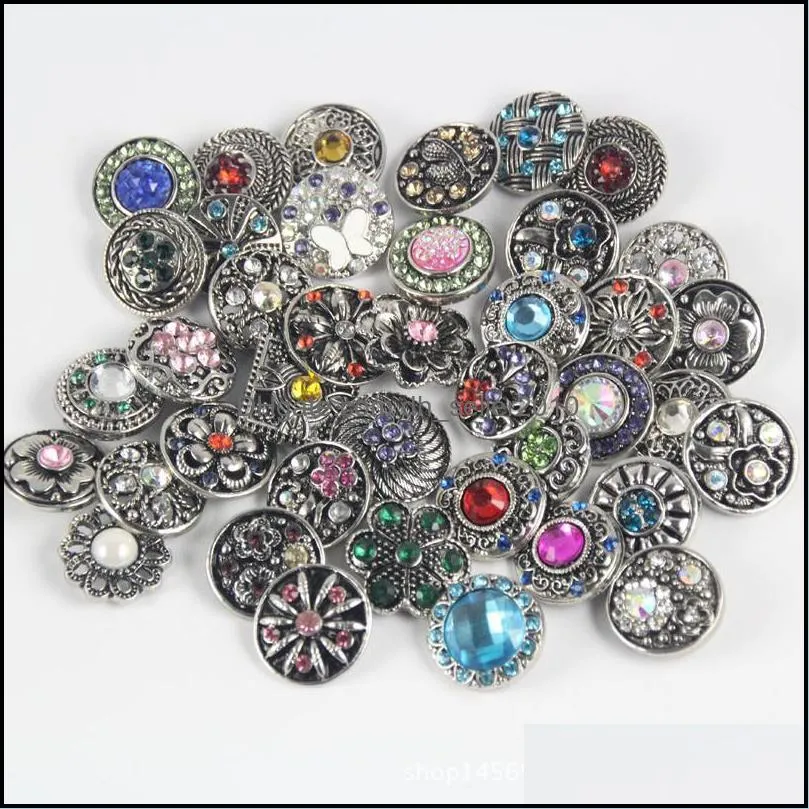 100pcs lot 18mm snaps charm mixed style 18mm interchangeable button fit for ginger snaps fashion jewelry 64 t2