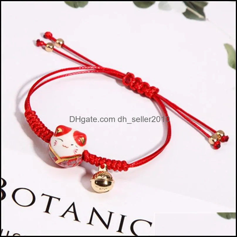 chain ceramic cat bracelet female  student girlfriends hand-woven lucky transit red string 1653 t2