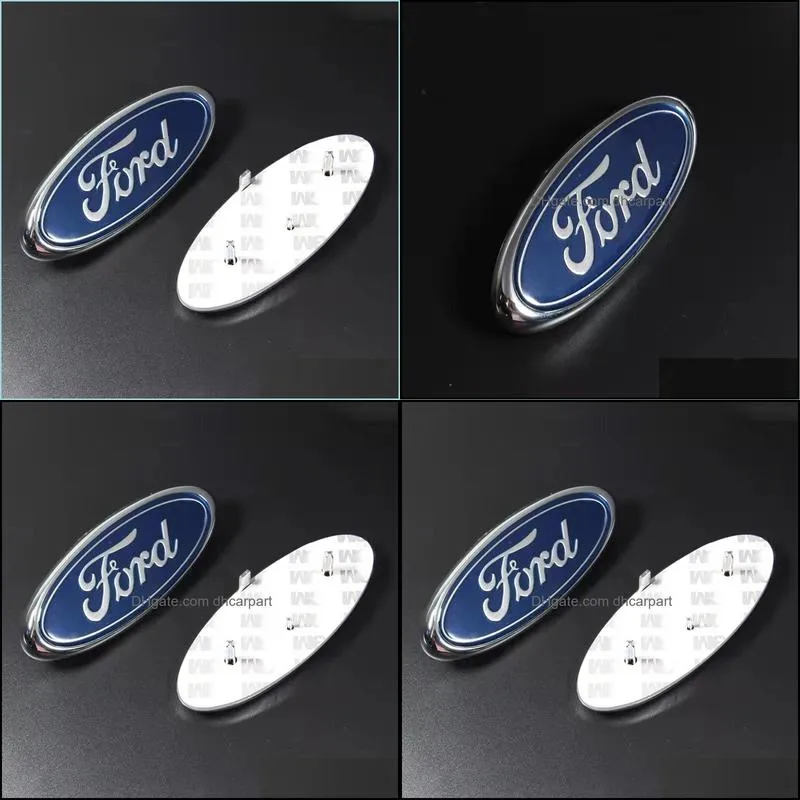 For Ford Emblem Car Badges 145x60mm Dark Blue Rear Logo Focus Badge Front/Rear Emblem Mondeo Transit