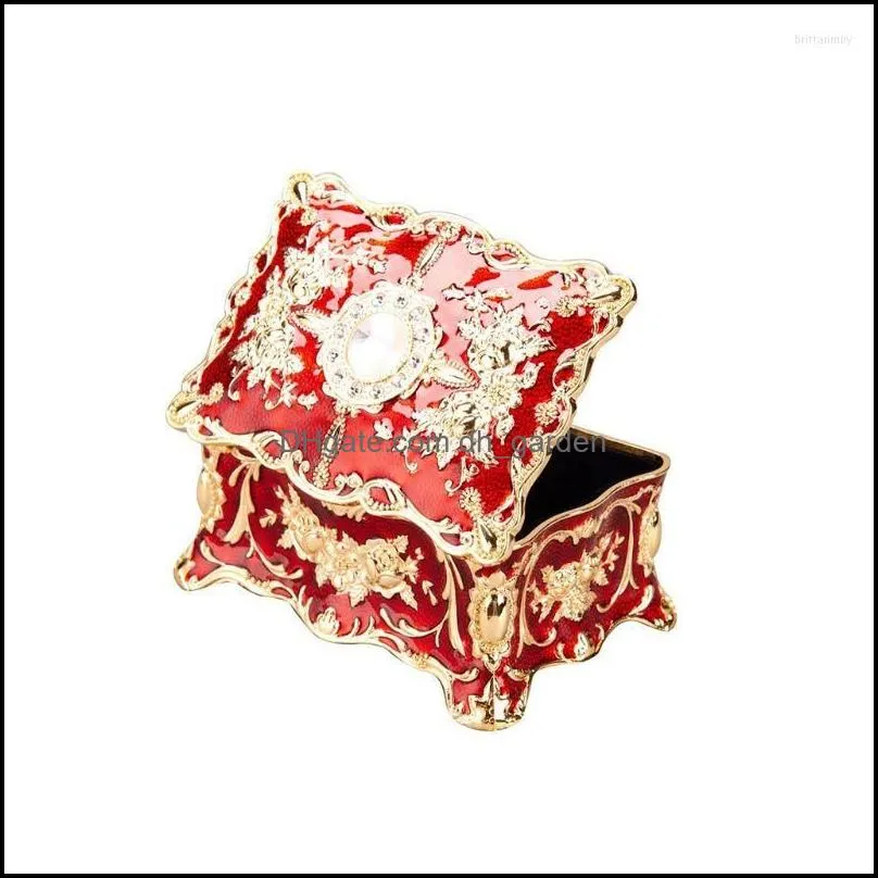 Jewelry Pouches Vintage Rectangle Trinket Box Ornate Antique Engraved Jewerly Storage