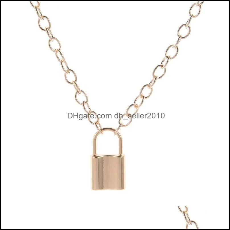 metal lock pendant necklace womens mens jewelry necklaces fashion retro plated gold silver originality chains personality 2cy f2b