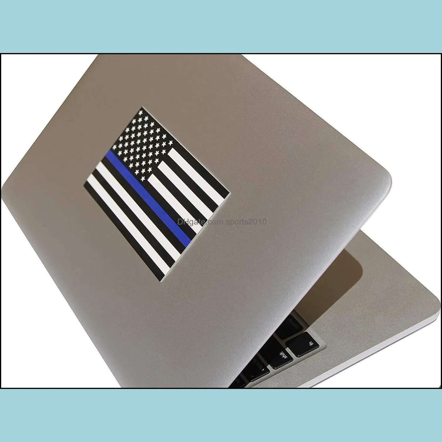 Thin Blue Line Flag Decal - 2.5*4.5 in. Black White and Blue American Flag Sticker for Cars and Trucks