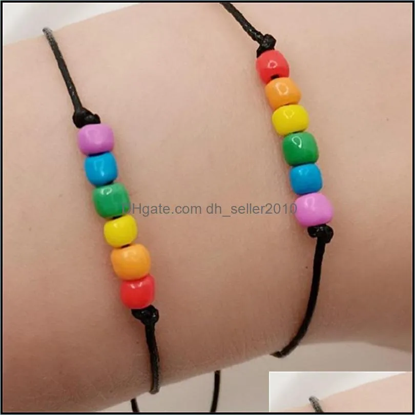 card bracelet charm fashion friendship measly personality rainbow color beading weave pride woman man jewelry bracelets