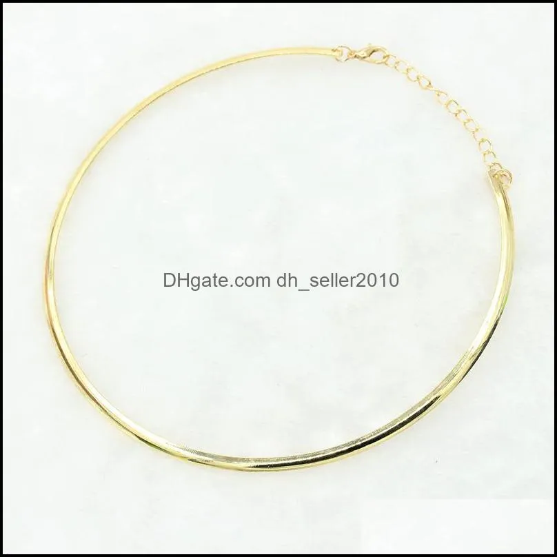 chokers necklaces & pendants drop delivery 2021 simple round circle torques for women ladies metal gold sier wire necklace 569 z2