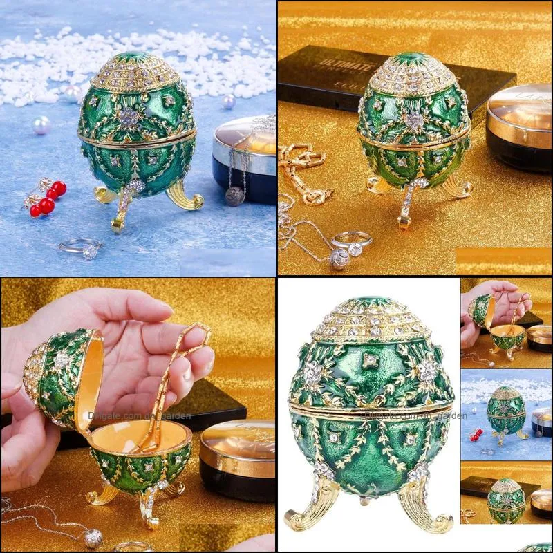 jewelry pouches bags enameled easter egg box trinket holder hand painted decorationjewelry