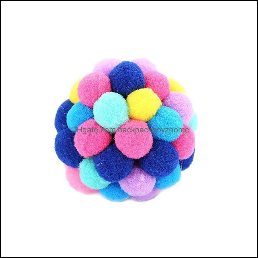 Pet Cat Toy Colorful Lovely Handmade Bells Bouncy Ball Cat Interactive Toy Great for Fun and Entertainment