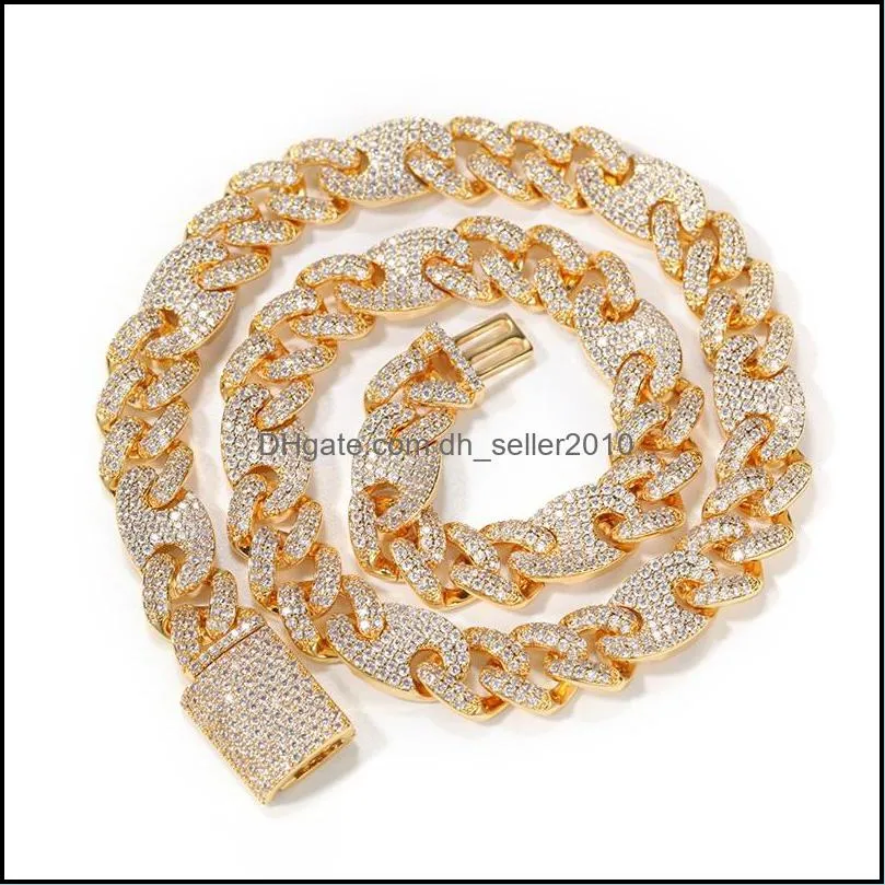 12mm 14k gold mariner link chain real icy oval cuban link chain iced choker necklace pave cubic zirconia jewelry 16inch-22inch 168 r2